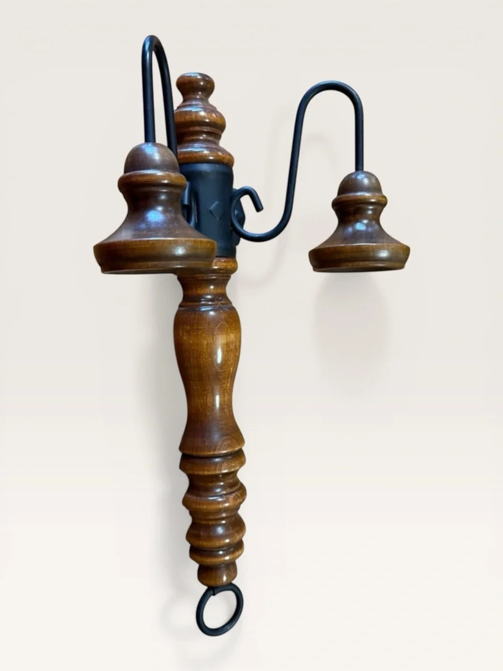 Vintage Homco Home Interiors Wood & Black Iron Double Candle Sconce